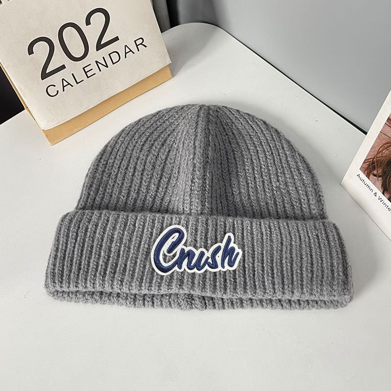 Lettering Knit Beanie Applique