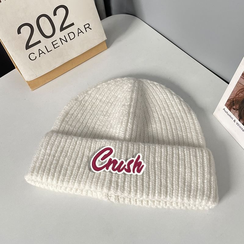 Lettering Knit Beanie Applique