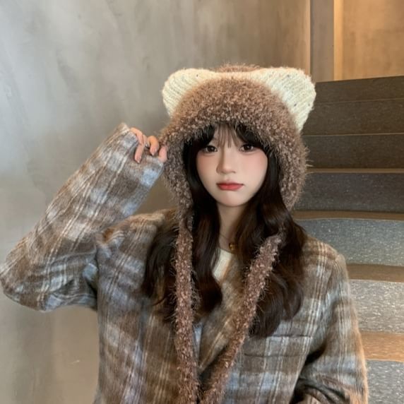 Wool Ear Cat Trapper Hat