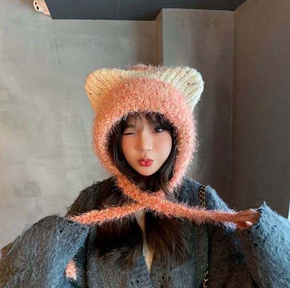 Wool Ear Cat Trapper Hat
