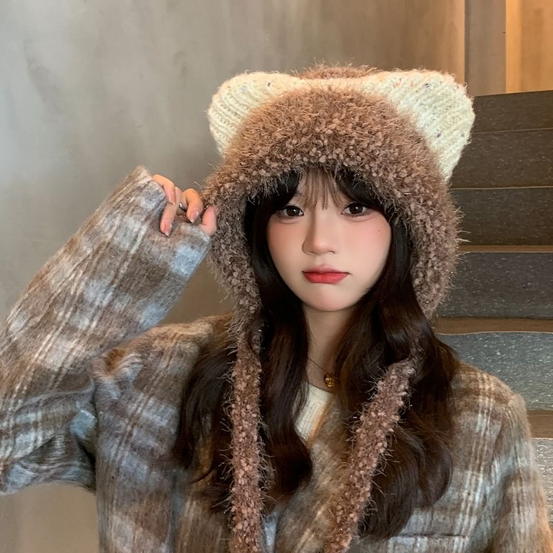 Wool Ear Cat Trapper Hat
