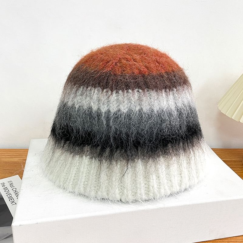 Bucket Striped Knit Hat