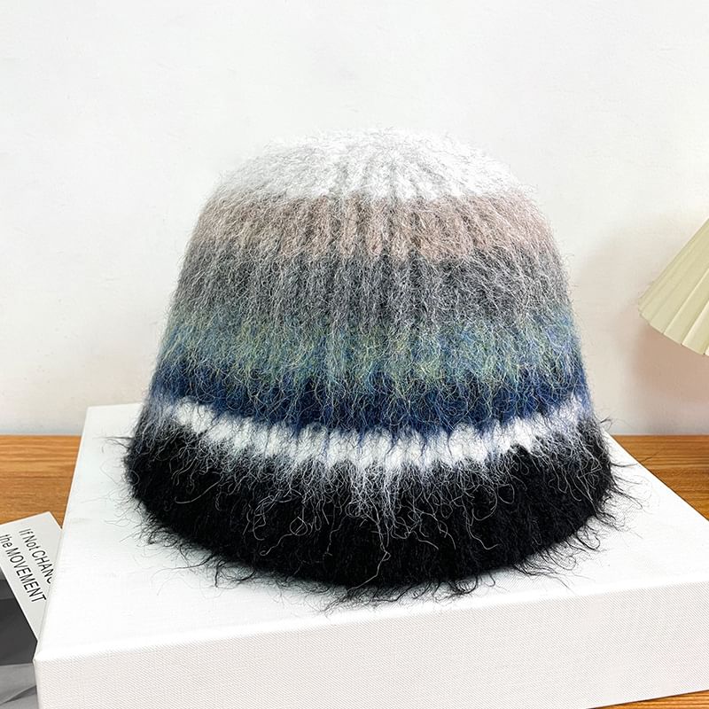Bucket Striped Knit Hat