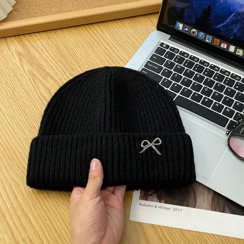 Beanie Metal Bow Knit