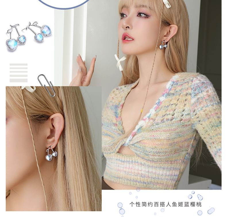 Cherry Stud / Heart Earring Clip-On