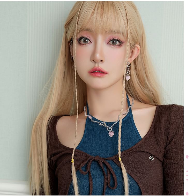 Heart Necklace Strawberry Rhinestone