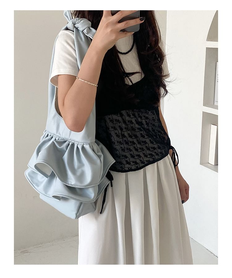 Bag Ruffle Tote Leather Faux