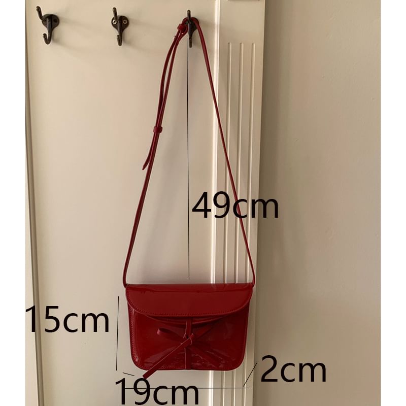 Leather Faux Flap Bag Bow Crossbody