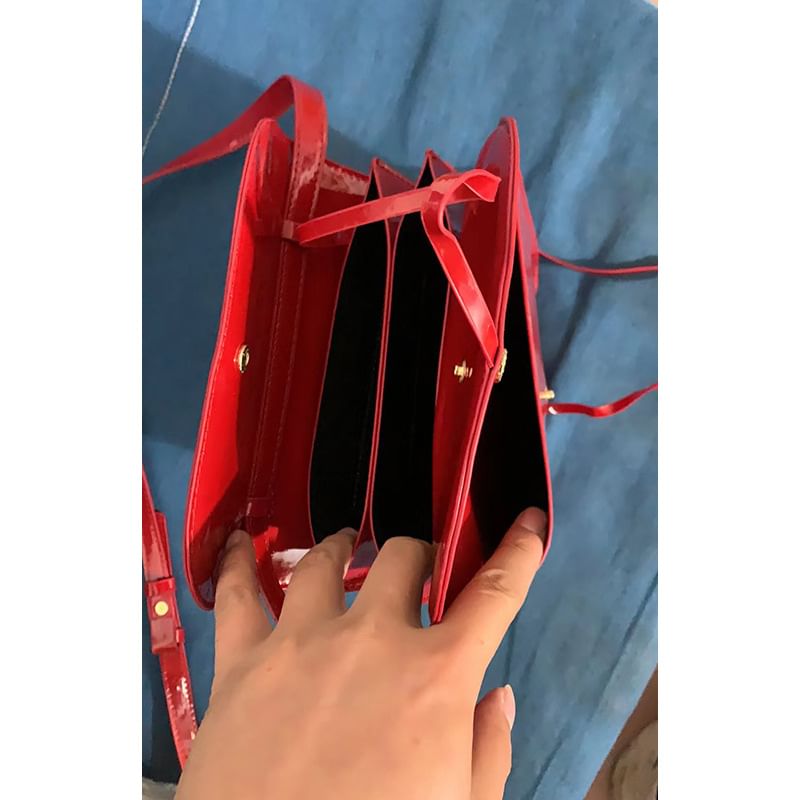 Leather Faux Flap Bag Bow Crossbody