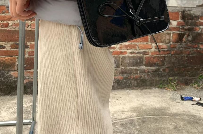 Leather Faux Flap Bag Bow Crossbody