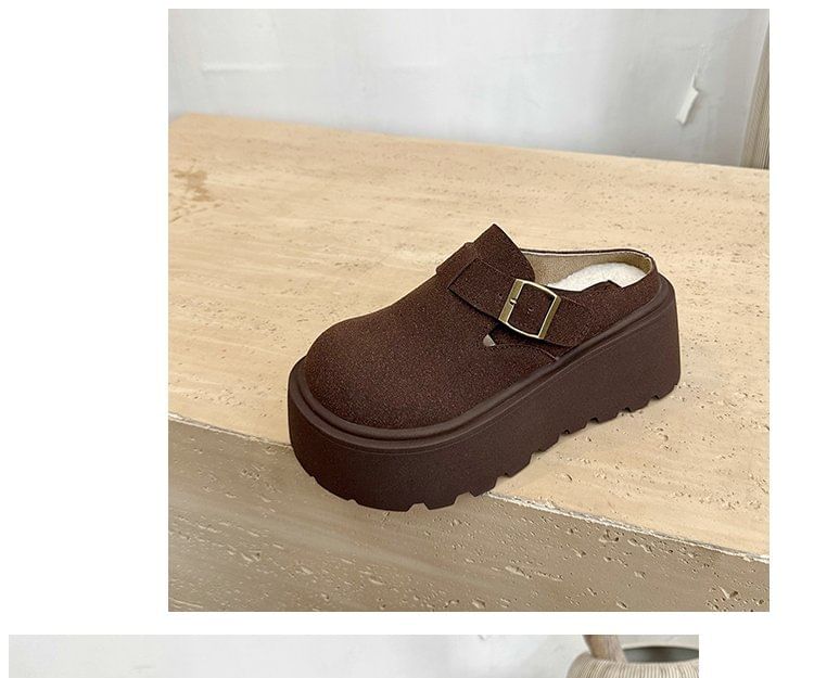 Faux Mules Buckled Platform Suede
