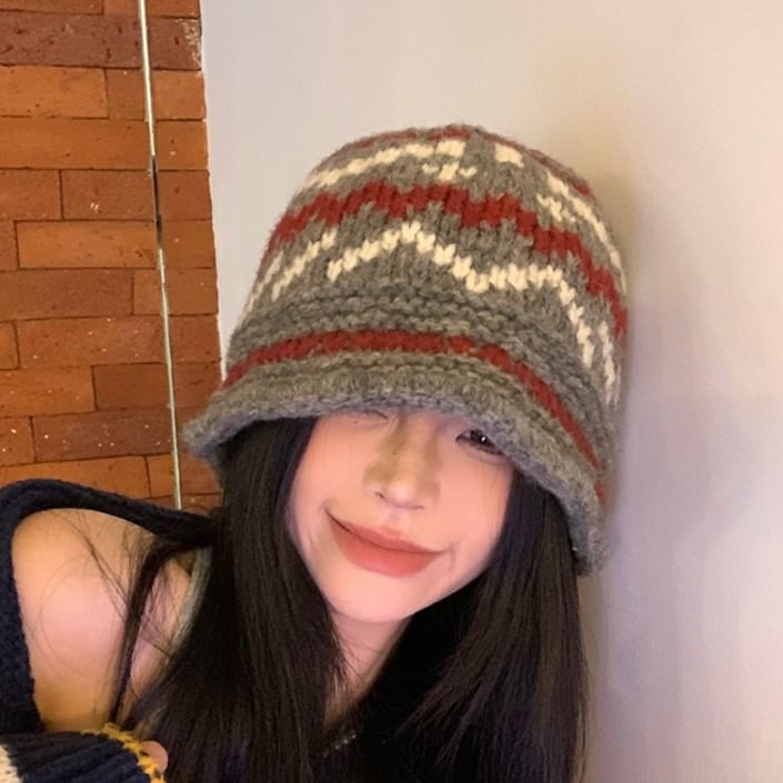 Knit Patterned Bucket Hat