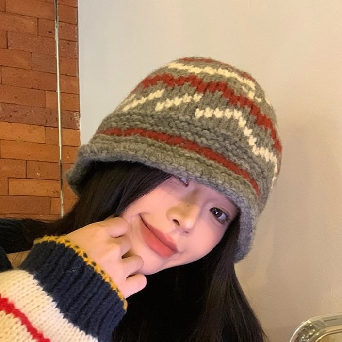 Knit Patterned Bucket Hat