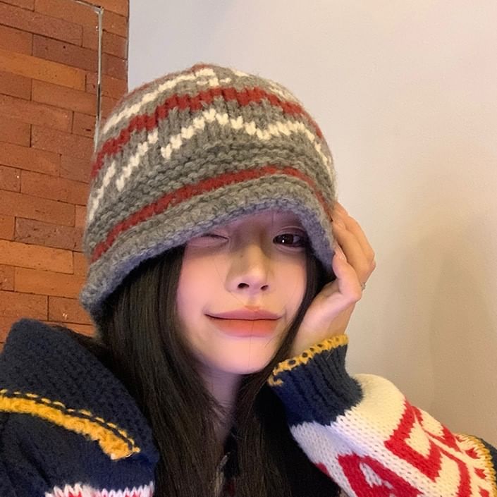 Knit Patterned Bucket Hat