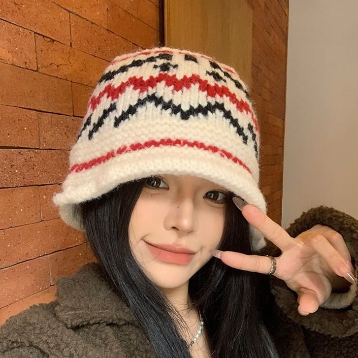 Knit Patterned Bucket Hat