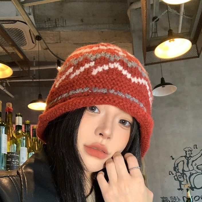 Knit Patterned Bucket Hat