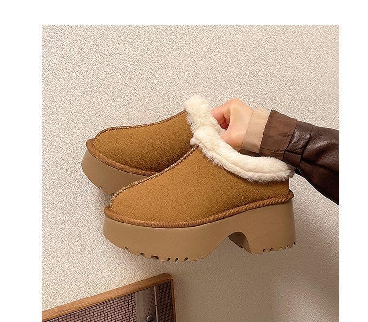 Platform Ankle Boots Fleece-Lined