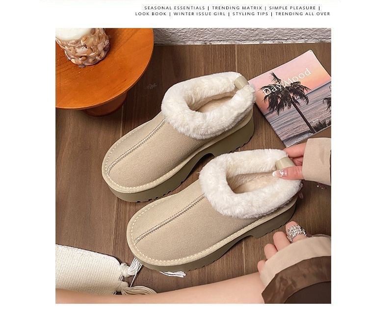 Platform Ankle Boots Fleece-Lined