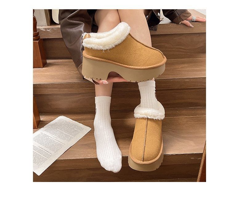 Platform Ankle Boots Fleece-Lined