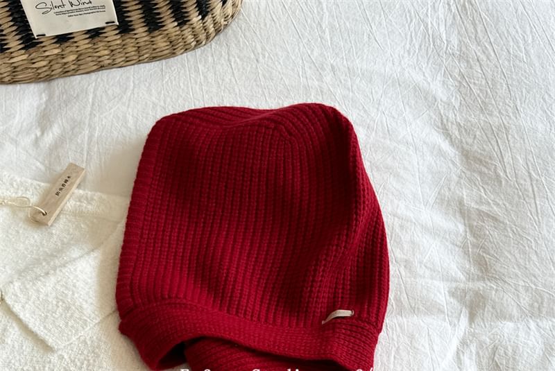 Plain Knit Bonnet Hat