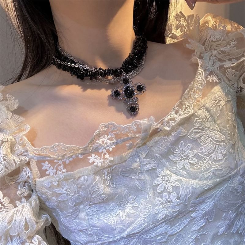 Necklace Beaded Cross