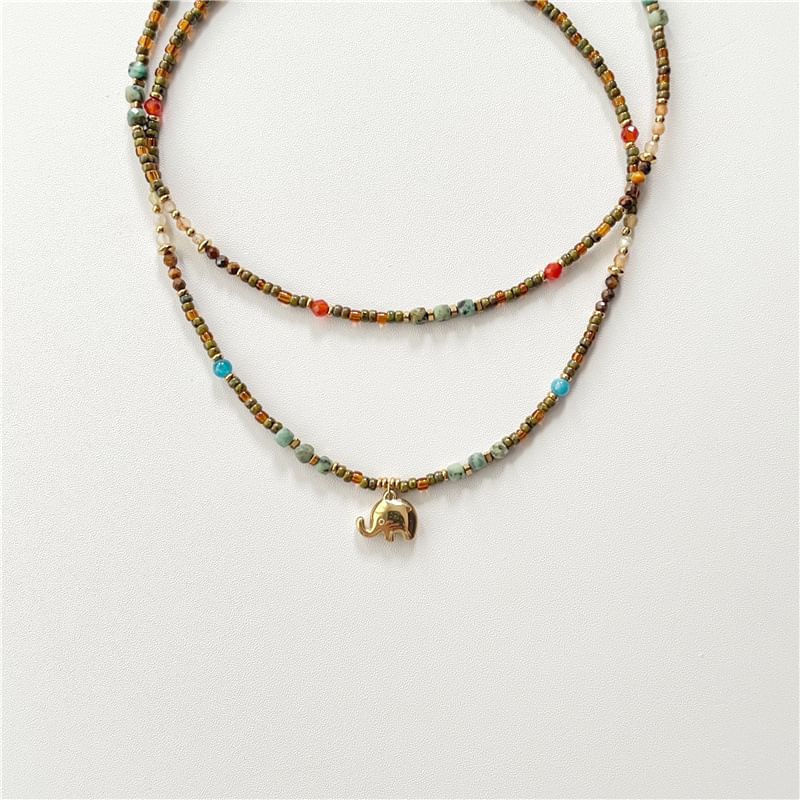 Elephant / Necklace Beaded