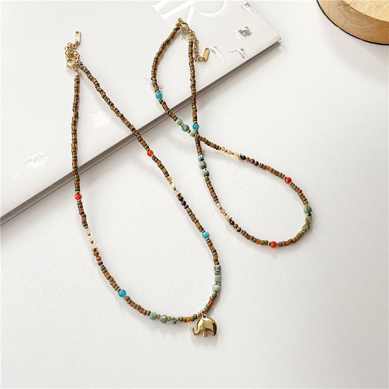 Elephant / Necklace Beaded