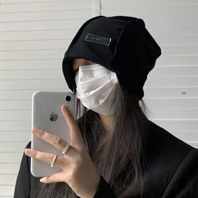 Panel Ribbed Beanie / Plain Knit