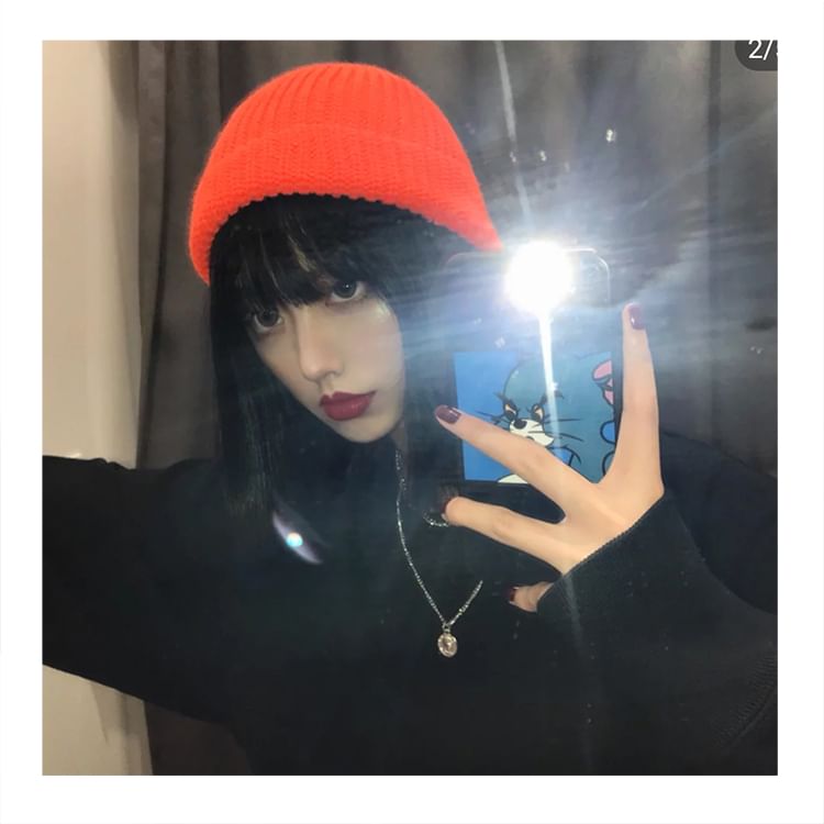 Panel Ribbed Beanie / Plain Knit