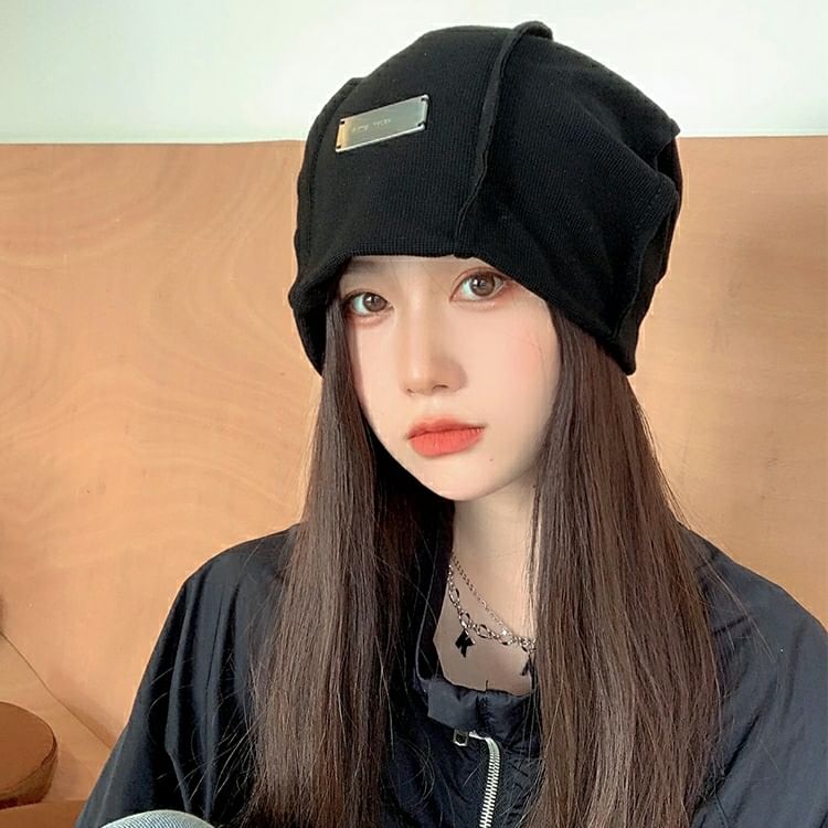 Panel Ribbed Beanie / Plain Knit