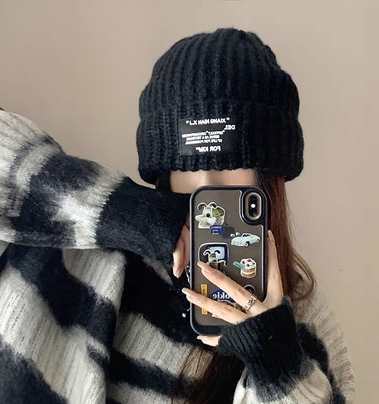 Beanie Applique Ribbed Knit