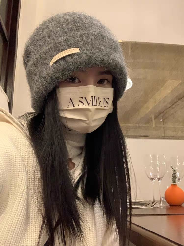 Applique Plain / Knit Ribbed Beanie