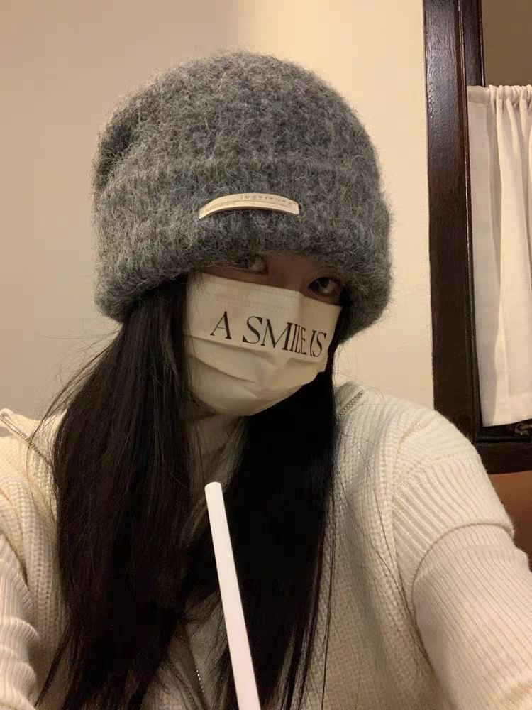 Applique Plain / Knit Ribbed Beanie