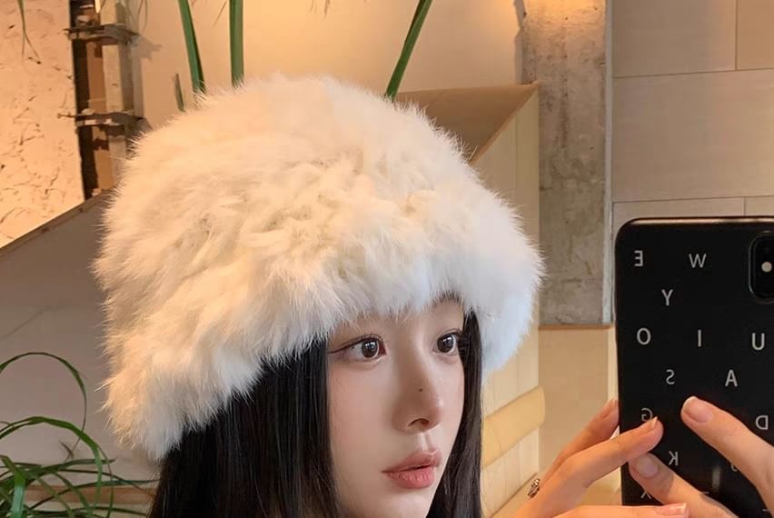 Star / Bucket Plain Hat Fur Faux