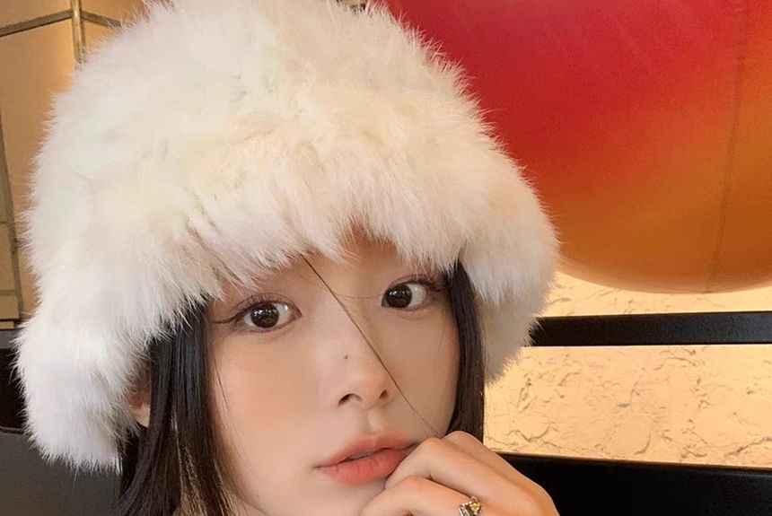 Star / Bucket Plain Hat Fur Faux