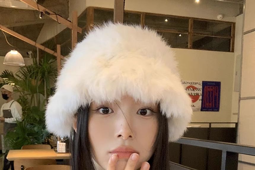Star / Bucket Plain Hat Fur Faux