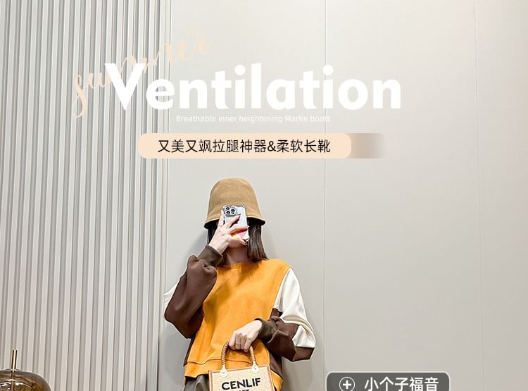 Tall Buckled Zip-Up Leather Plain Platform Faux Boots