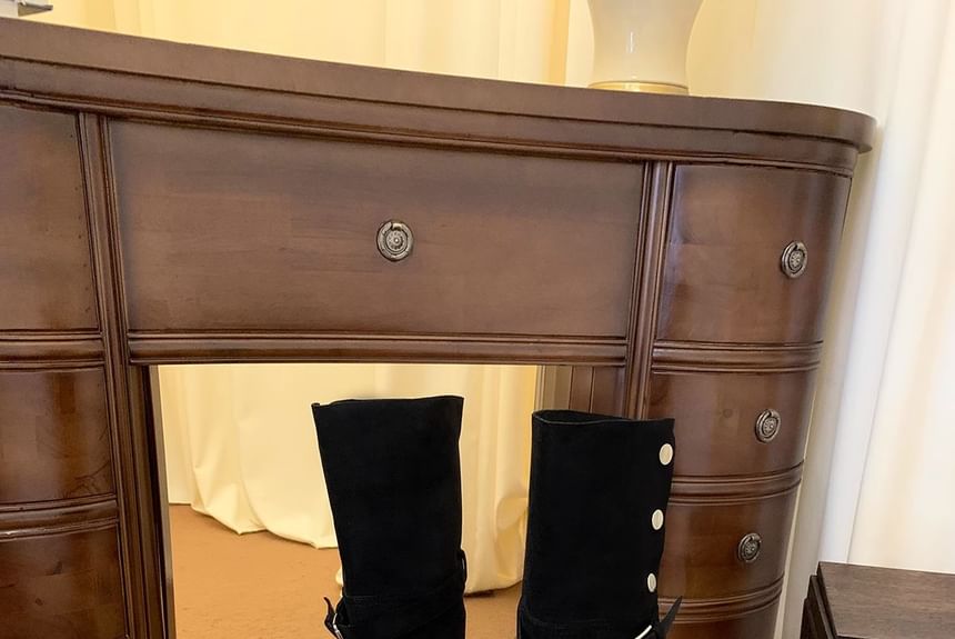 Platform Over-the-Knee Plain Boots Buckled