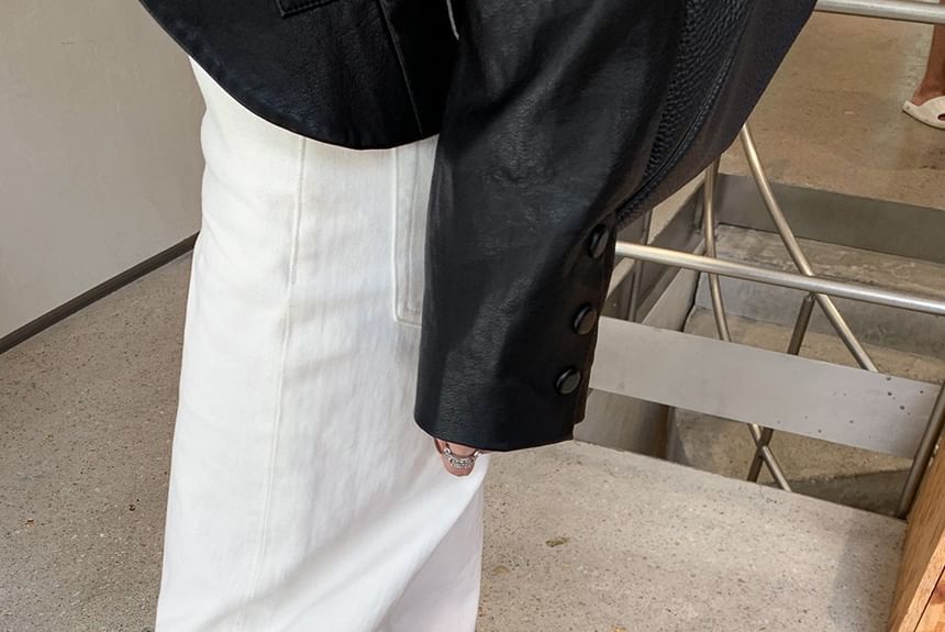 Plain Boots Mid-Calf Genuine Platform Leather