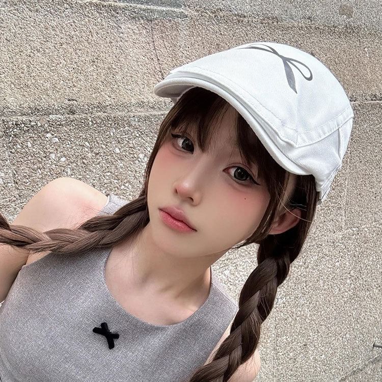 Bow Cap Print Newsboy