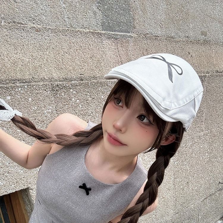 Bow Cap Print Newsboy