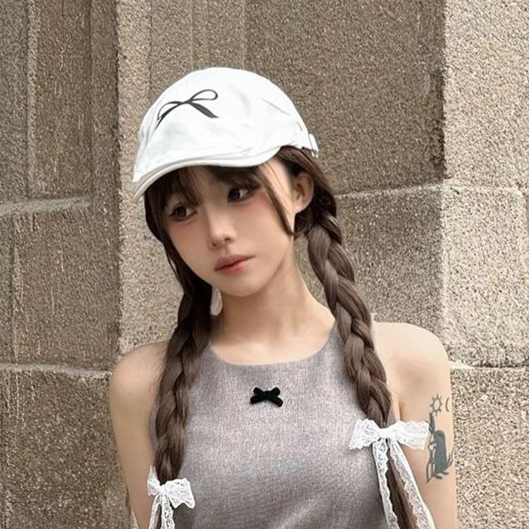 Bow Cap Print Newsboy