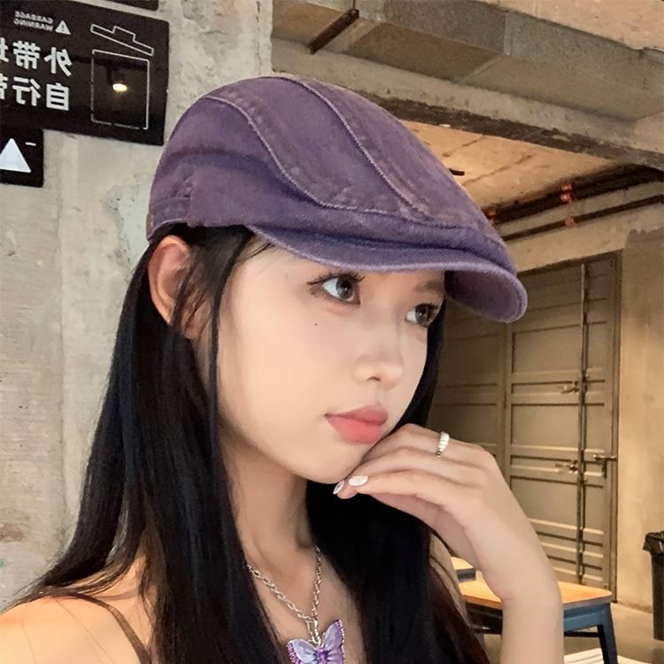 Washed Denim Newsboy Cap