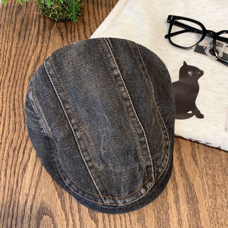 Washed Denim Newsboy Cap