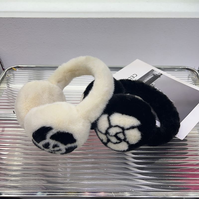 Floral Fluffy Bow Muffs Ear Scarf Print / Set