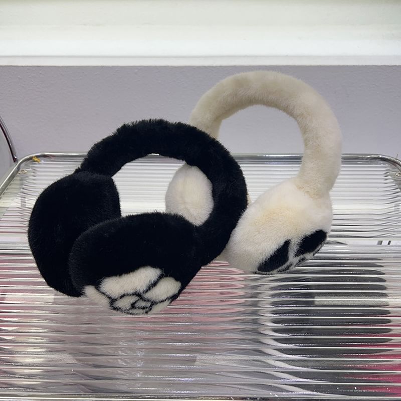 Floral Fluffy Bow Muffs Ear Scarf Print / Set