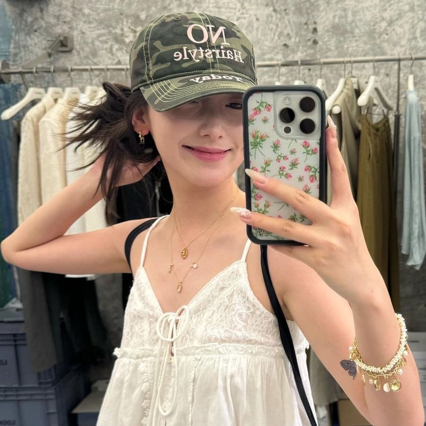 Baseball Cap Embroidered Camo Print Letter