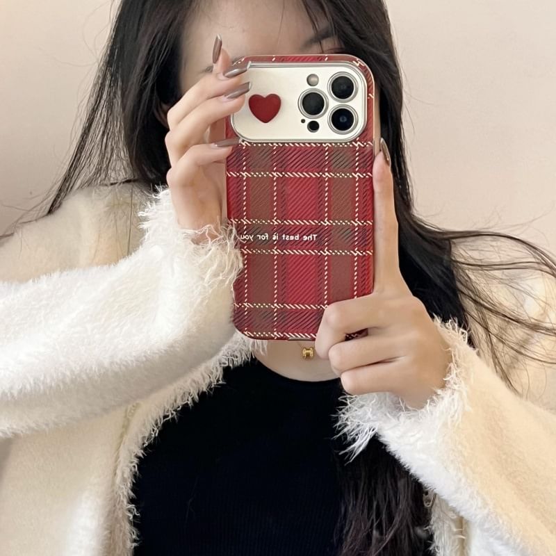 Phone Case Heart Plaid