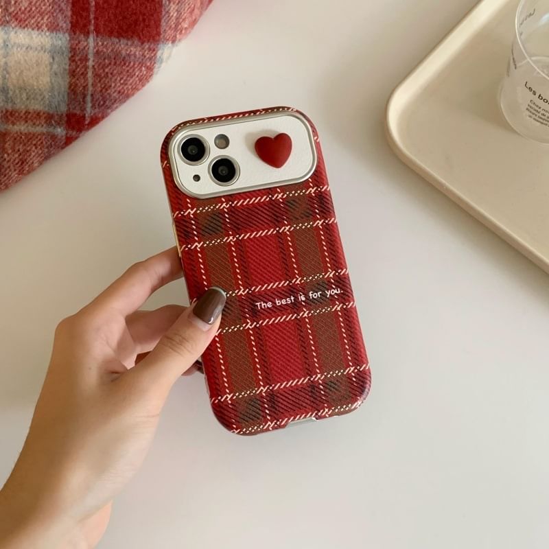 Phone Case Heart Plaid