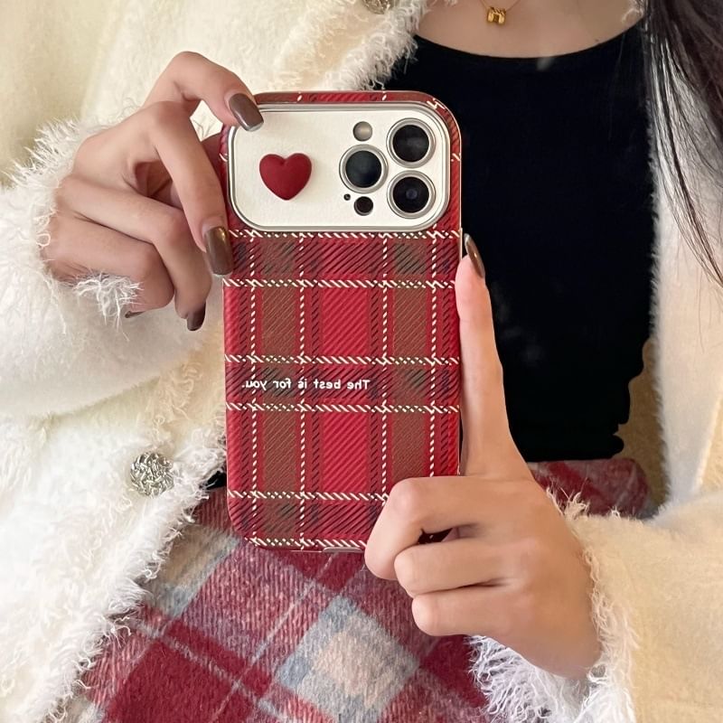 Phone Case Heart Plaid